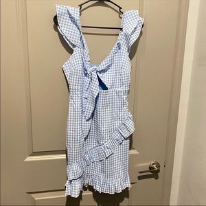 Blue and White Gingham Cocktail Dress